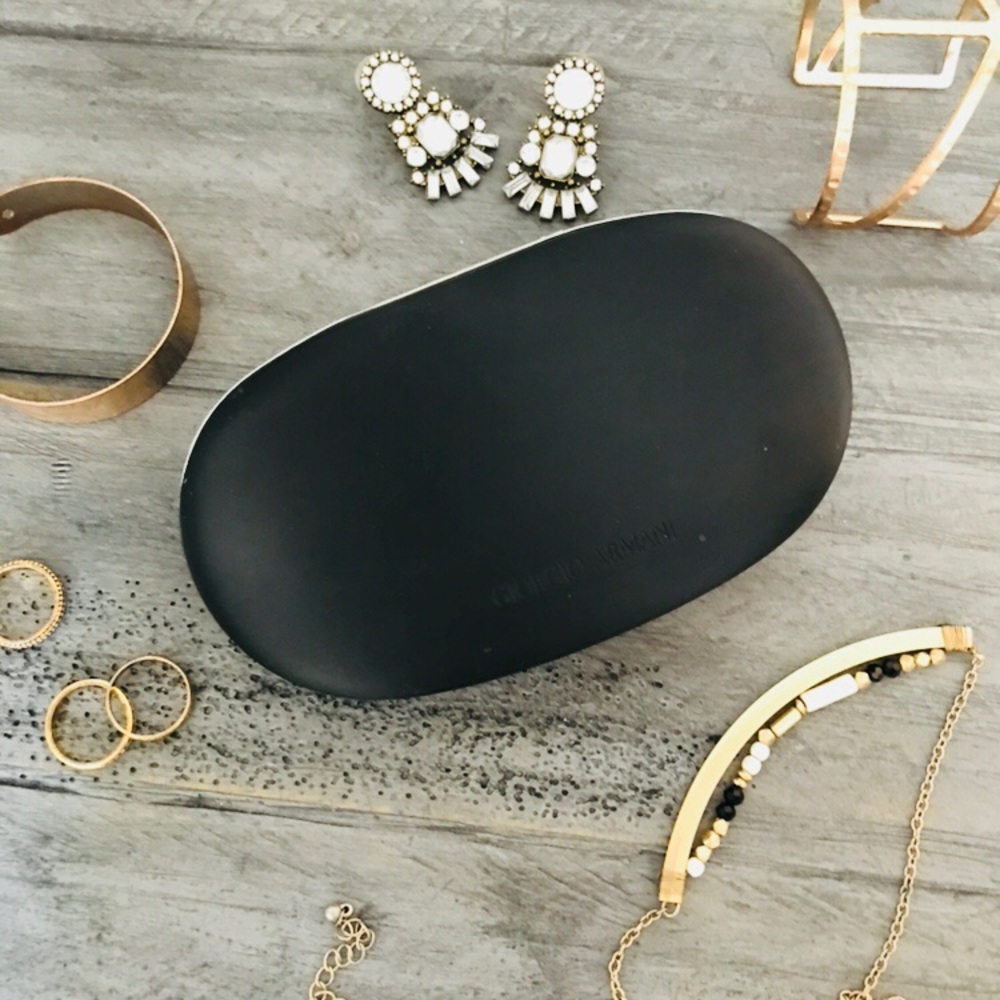 Giorgio Armani Black Eyeglass Case Clamshell Hard Shell
